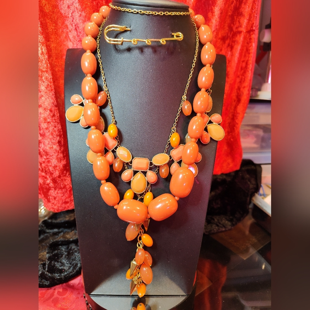 Vintage Orange Necklaces Each One Can Be Either Worn Individually Or Together